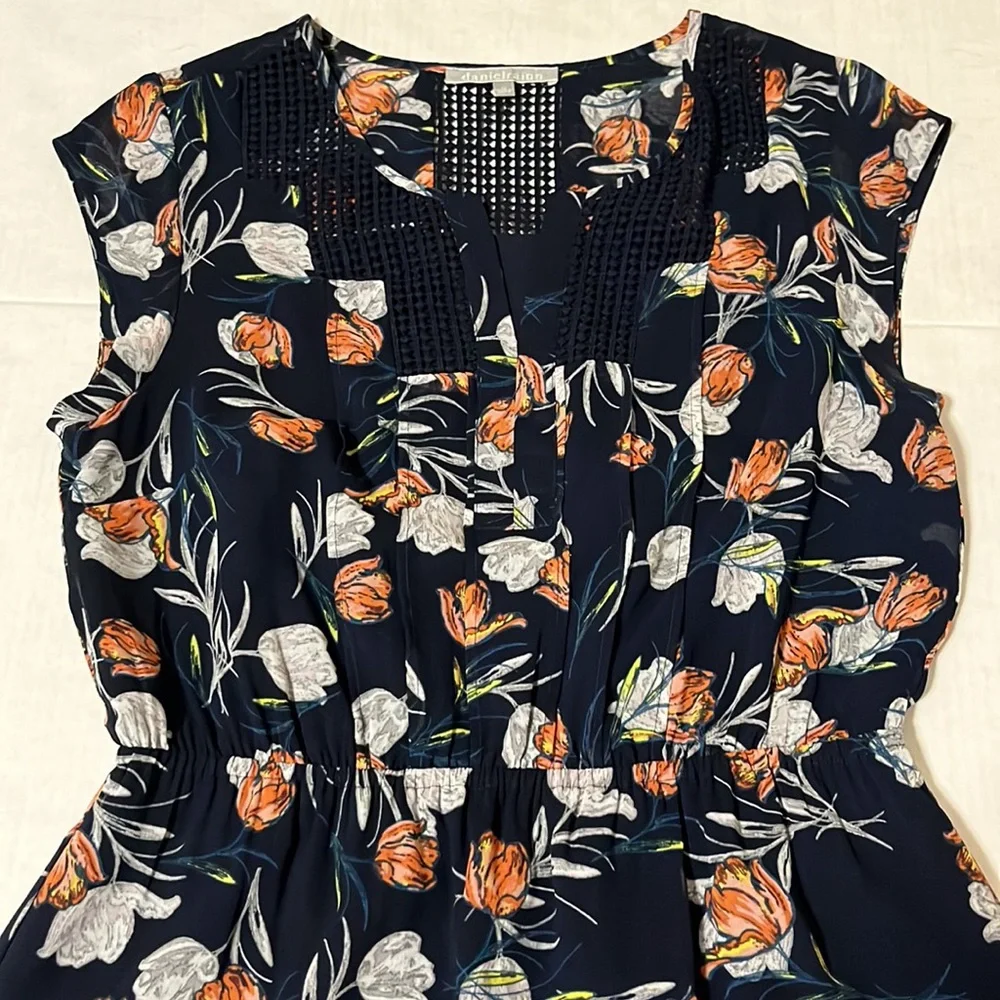 Daniel Rainn LIKE NEW Sleeveless Floral Dress Navy Blue - Picture 2 of 6